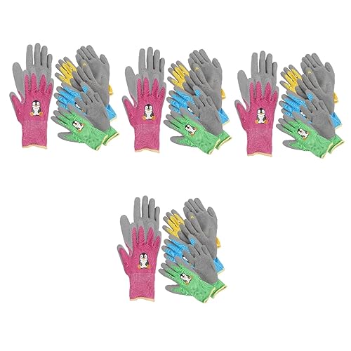 GANAZONO Children Gardening Gloves Small Latex Work Gloves for Kids Toddler Outdoor Weeding Planting Protective with Knit Wrist 16 Pairs