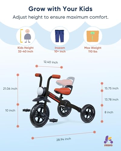 Image of KRIDDO 2-in-1 Kids Balance Bike and Kids Tricycle for 2 to 5 Year Old, Toddler Balance Bike with Detachable Pedals, Tricycles for 3-5 Year Olds with Stitched Soft Grip, Black