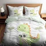 Photo Gallery générique set di biancheria da letto, motivo: dinosauri e palme dei cartoni animati, 3 pezzi, copripiumino 150 x 220 cm, reversibile, verde chiaro + 2 federe 50 x 80 cm, per ragazzi o ragazze, morbido Photo Gallery générique set di biancheria da letto, motivo: dinosauri e palme dei cartoni animati, 3 pezzi, copripiumino 150 x 220 cm, reversibile, verde chiaro + 2 federe 50 x 80 cm, per ragazzi o ragazze, morbido