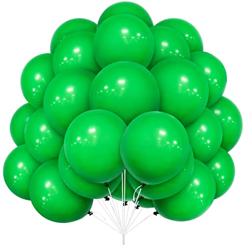 Ballons Vert, 30 pcs Ballons Vert en Latex 12 pouces 30,5 cm Ballon Vert avec Ruban pour Femmes Garçons Filles Enfants Filles Noël Fêtes d'Anniversaire...