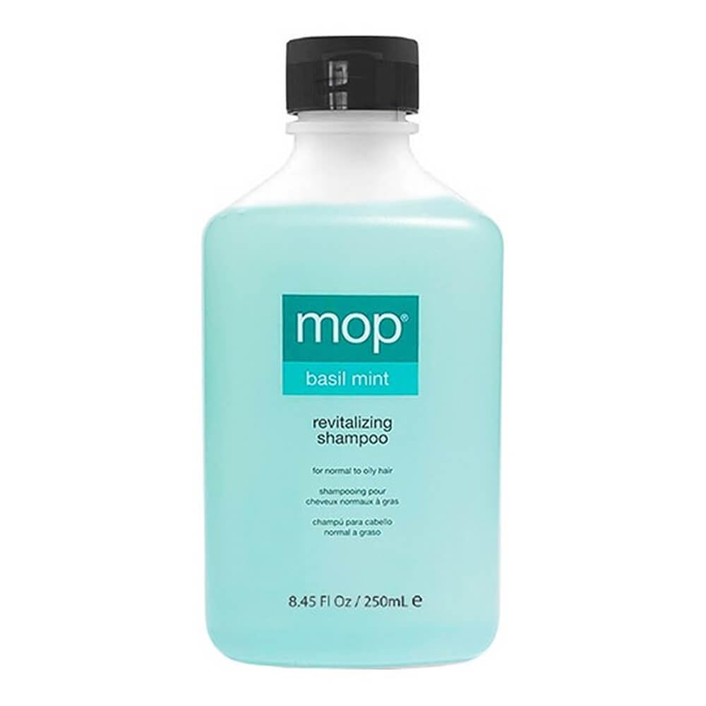 MOP Basil Mint Revitalizing Shampoo for Normal to Dry Hair - Controls Oil, Non-Drying Hair & Scalp Cleanser - Adds Shine