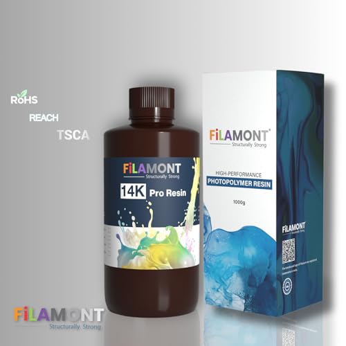Image of Filamont 14K Pro UV Resin for 3D Printing High Precision Low Shrinkage Fast Curing LCD DLP SLA Compatible Tough Durable Photopolymer 1KG (14K Black)