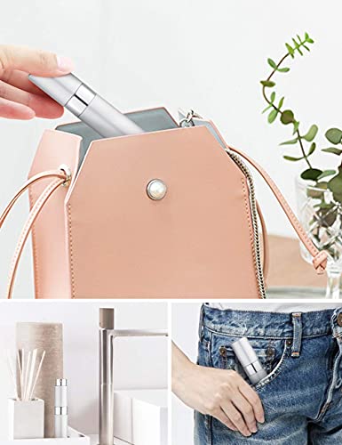 Image of 10ML Mini Perfume Atomizer Spray Bottle, Empty Refillable Glass Travel Cologne Sprayer for Men & Women with Refill Tools (Silver-3)