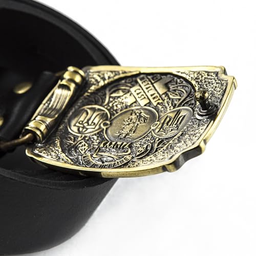 Leather belt with handmade Ukrainian trident solid brass buckle "Glory to Ukraine! Glory to the heroes! "3