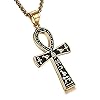 HZMAN Stainless Steel Large Ankh Cross Pendant Ancient Egyptian Hieroglyphic Symbol 22+2 Inch Chain, Metal, not #2