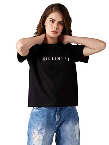 Image of Miss Chase Women's Black 100% Cotton T-Shirt