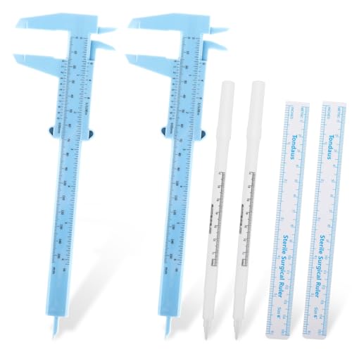cobee 6 Pcs Brow Mapping Pen Set, Eyebrow Pen with 2 Calipers And 2 Straightedge, Eyebrow Mapping Pencil Permanent Makeup Measuring Tool for Skin Artists Eyebrow