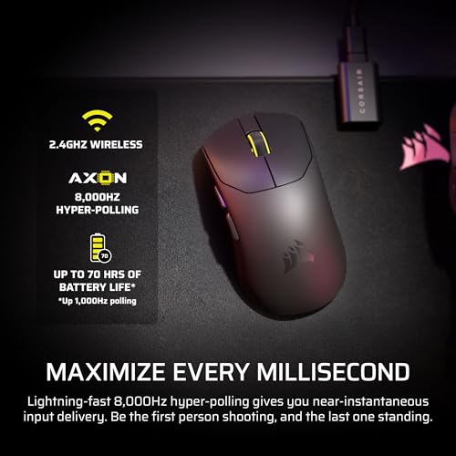 Image of Corsair Sabre v2 PRO Ultralight FPS Wireless Gaming Mouse - 33,000 DPI, 36g Weight, 8,000Hz Hyper-Polling, Mechanical Switches, Up to 70-Hour Wireless Battery Life, Web Hub - White