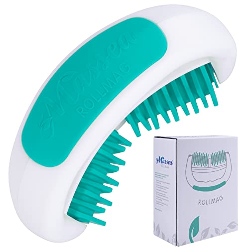 RollMag Rouleau de massage pour fascias avec aimants - Anti-cellulite Body Roller masseur contre la peau d'orange - Gant de massage pour peaux toniques (turquoise)