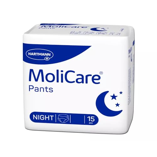 MoliCare® Pants Night Lot de 15 culottes d'incontinence pour fuites urinaires moyennes la nuit, pour hommes et femmes, fiables et discrètes, taille L (tour...
