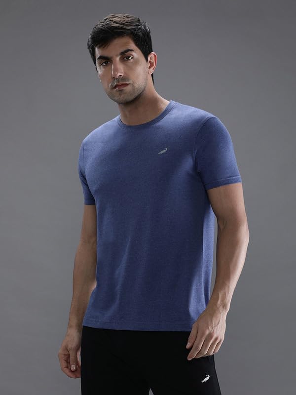 Image of CROCODILE Men Solid Sport Fit T Shirt | Round Neck | Short Sleeve | Regular Length | Basic Casual Pull On Topwear Grey Melange