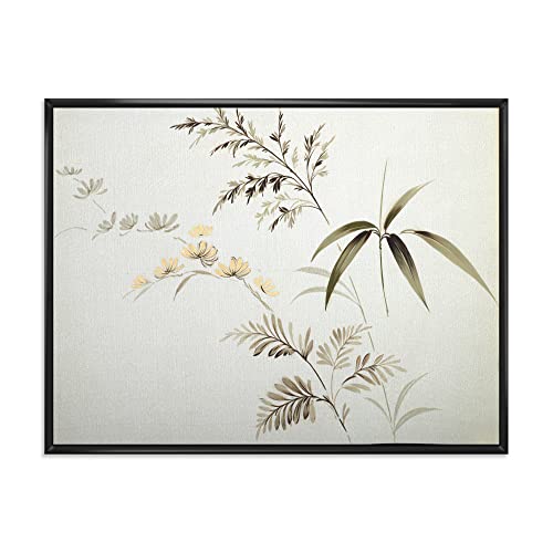 DesignQ Cuadro retro de dibujo de flores III, impresión artística de pared con marco vintage