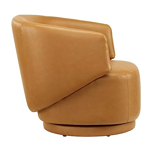 Sillón moderno curvo de vinilo color tan miniatura 3