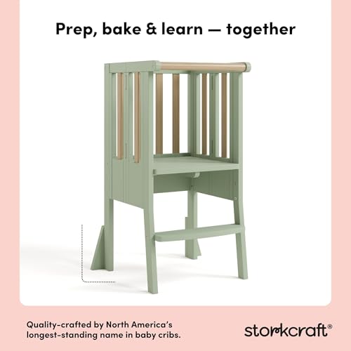 Image of Storkcraft Toddler Standing Tower Kitchen Step Stool, Sage /Driftwood