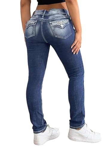 Flamingals Skinny Jeans for Women Stretchy Mid Rise Bootcut Butt Lifting Denim Pants