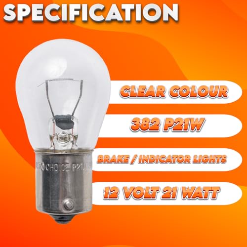Xtremeauto 382 P21w Car Bulbs 10 Pack - Car Light Bulbs, Replace Indicator Bulb, Brake Light Bulbs, Stop And Tail Light Bulbs, Clear Light 12V BA15S 382 P21W Rear Break Light Bulbs, Replace Car Lights - Image 2