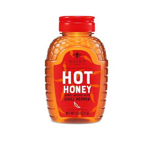 Nate's Hot Honey - 100% Pure Honey Infused with Habanero Chili Pepper Flakes, Award-winning Taste -...