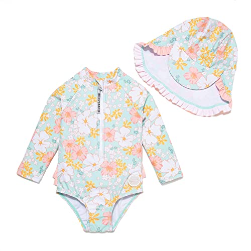 BONVERANO Bañador de una Pieza de Manga Larga para bebé niña protección UV 50+ (Blanco-Margarita,9-12meses…