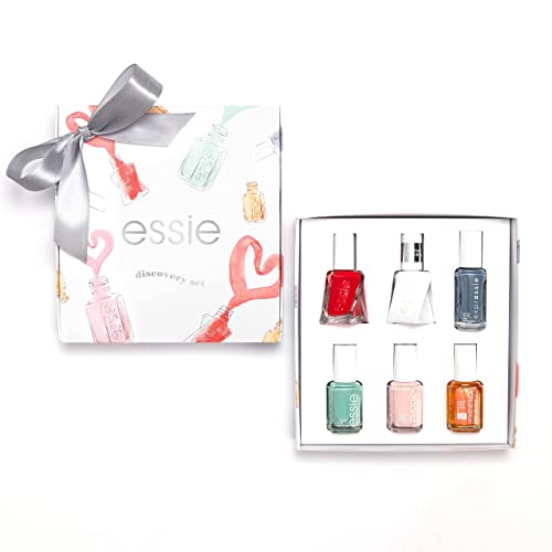 Essie 6 piece Discovery Set: Gel Couture Rock the Runway, Gel Couture Top Coat, expressie Air Dry, Mint Candy Apply, Ballet Slippers, Apricot Oil