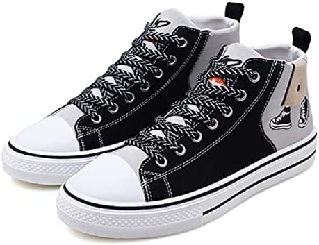 Amazon After キャンバスシューズ メンズシューズ ハイカット スニーカー メンズ デッキシューズ 軽量 メンズ靴 メンズスニーカー 青少年 四季 通気 通勤 通学 カジュアルシューズ 23 5 Cm ブラック グレー After スニーカー