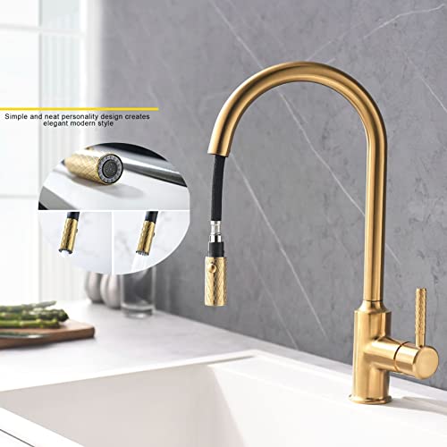 Robinet de cuisine extractible or brossé mitigeur d'évier rotatif 360° - 5