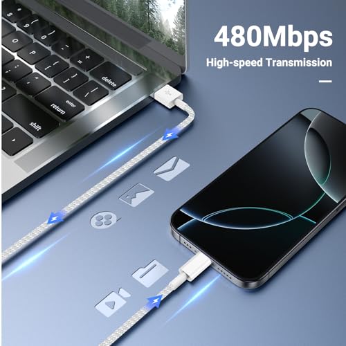 Image of UCALMA Car Carplay Cable for iPhone 17 16 15 Pro Max, 2Pack [6FT+10FT] Long USB A to USB C Cable Fast Charging, USBC Charger Cord Braided for iPhone 17 /16 /15 Pro Max /Pro /Air /Plus for iPad Pro 12.9 /11