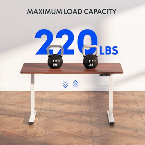 Image of FLEXISPOT E6 Essential 3 Stages Dual Motor Electric Standing Desk 48x24 Inch Whole-Piece Board Height Adjustable Desk Electric Sit Stand Desk(White Frame + Mahogany Desktop, 2 Packages)