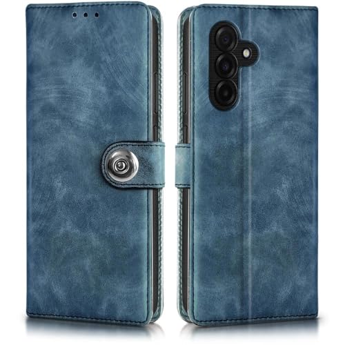 Image of WOW IMAGINE Shock Proof Flip Cover Back Case for Samsung Galaxy M17 5G | A17 5G | F17 5G (Magnetic Button Flip Case | Wallet Pockets & Stand | Leather Finish | Aquamarine)