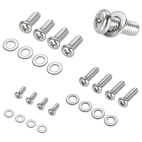 FandWay TV Mount Hardware Kit, VESA TV Mount Screws for TV and Monitor Mounts Bracket Fixing 24pcs M4 M6 M8 Stainless Steel Screws Washers Cover