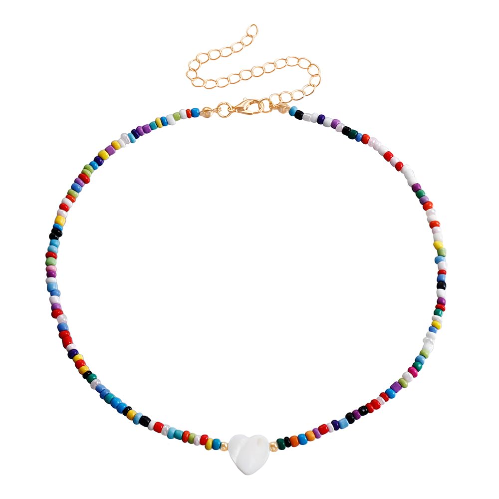BKEPDY Collares Mujer de Cuentas de Colores Estilo Bohemio Gargantillas Mujer de Bolitas para Verano estilo Hippies Aesthetic Boho Collar Hippie Mujer Collares Aesthetic
