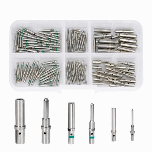 100PCS Solid Pin Connector Kit for Deutsch Connectors - Closed Barrel Contacts Kit Size 12 16 20 Male and Female Terminals for DTP DT DTM Series Connectors 22-12AWG