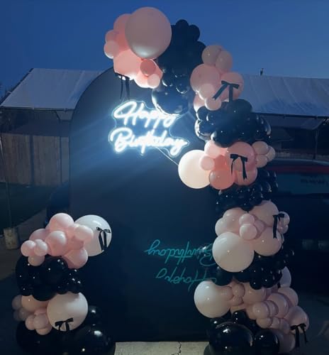 Image of 152Pcs Black and Pink Balloons Garland Arch Kit - 18 12 10 5 inch Different Size Pink Black Balloons for Birthday Anniversary Bachelorette Bridal Shower Baby Shower Prom Party Decorations