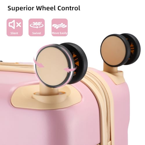 Image of LARVENDER Carry On Luggage 22x14x9 Airline Approved with Spinner Wheels, Expandable 20 Inch Luggage with TSA Lock, Hardsidel PC+ABS Carry On Suitcases for Women Men, Pink Blush
