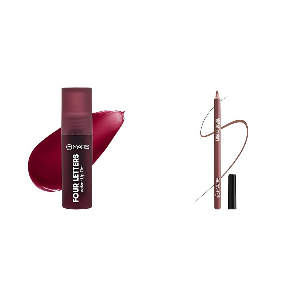 MARS Love Track Velvet Lip Tint (2.8ml) (FOUR LETTER) | Velvet Matte Finish Matte Lip Liner | One Swipe Smooth Application | Long Lasting Lip Pencil (1.4gm) (11-SPICED CRANBERRY)-picture-46