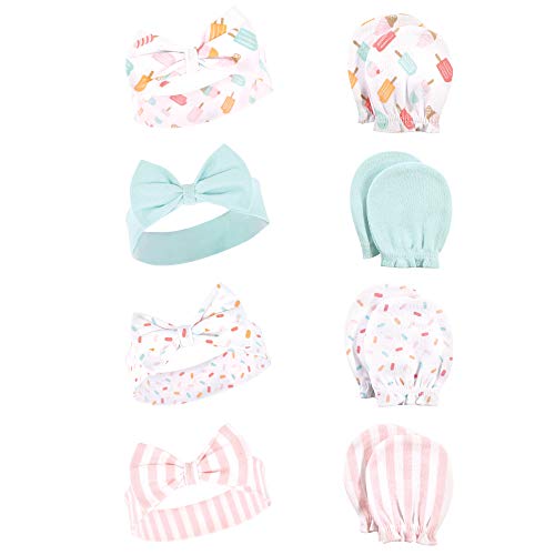 Image of Hudson Baby baby-girls Cotton Headband and Scratch Mitten Set