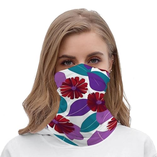 Neck Gaiter Wind-Proof Breathable Face Mask Flower Leaves Purple Face Cover Sun Cooling Dustproof Mask Balaclava Bandana Headwear for Women Men Hiking Fishing miniatura 4