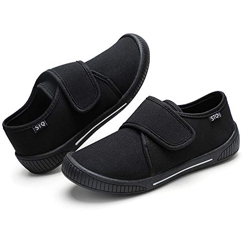 STQ Kids Slippers Boys Trainers Lightweight Espadrilles Slip on Canvas Sneakers All Black 1 UK