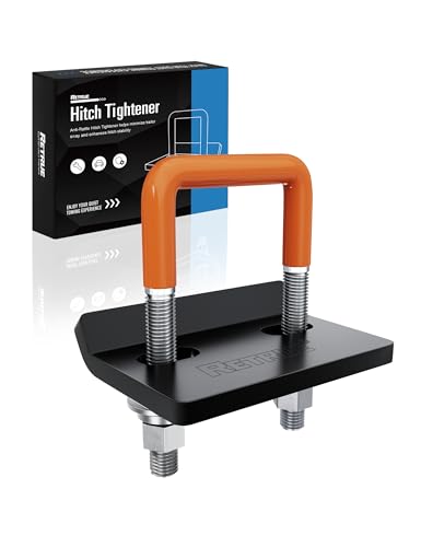 RETRUE Anti Rattle Hitch Tightener 1.25"-2", Rubber Coated Hitch Stabilizer for Trailer Accessories, Anti Rattle Clamp Reduce Movement on Ball Mount Tray Cargo Carrier Bike Rack, Orange & Black
