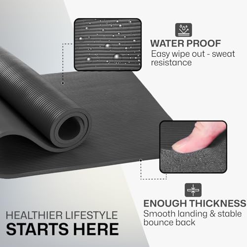 XN8 Padded Exercise Yoga Mat-NBR 15mm Thick with Carry Handle Strap for Pilates-Exercise-Aerobic-Gymnastics-home exercises-fitness-Camping-Gym-Non Slip