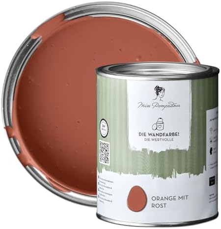 MissPompadour edelmatte Wandfarbe Orange mit Rost 1L - sehr hohe ...