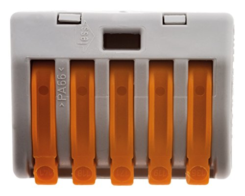 WAGO Lot de 10 mini bornes de connexion rapide à levier S222 pour fils rigides et souples 5 entrées – Image 6