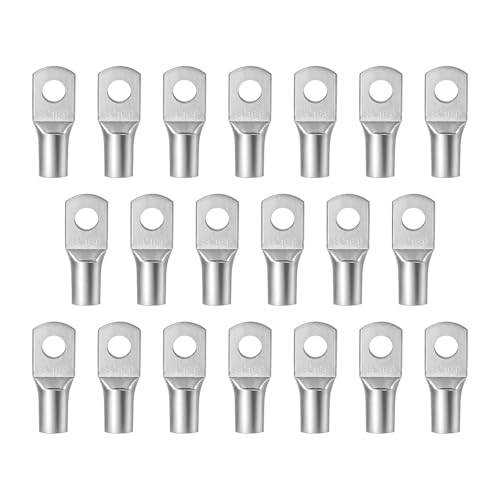 0XBIT Terminales Eléctricos, 20 Piezas Terminales Cables Electricos M6, 16 mm² Terminales de Cobre Estañado No Aislado, para Cables de Batería, Cajas de Distribución para Automóviles