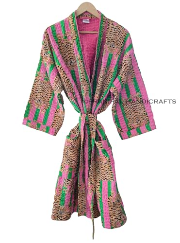 Cotton Hippie Lightweight Tiger Print Cotton Ethnic Open Front Mid Length Women Christmas Kantha Jacket2