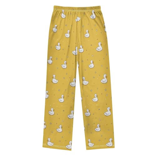 Pattern Of Cartoon Ducks Pajama Lounge Pants with Pockets Sleepwear Soft Elastic Waist PJ Bottoms 6-14 Years2
