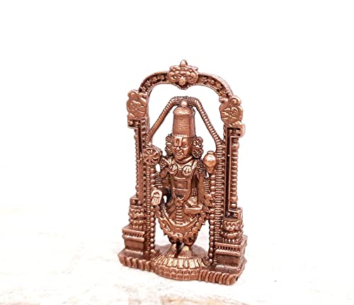 Image of Copper Idols India, 2.3 inches, Handmade Lord Balaji, 50 Grams, Patina Antique Finish, Pack of 1 Piece