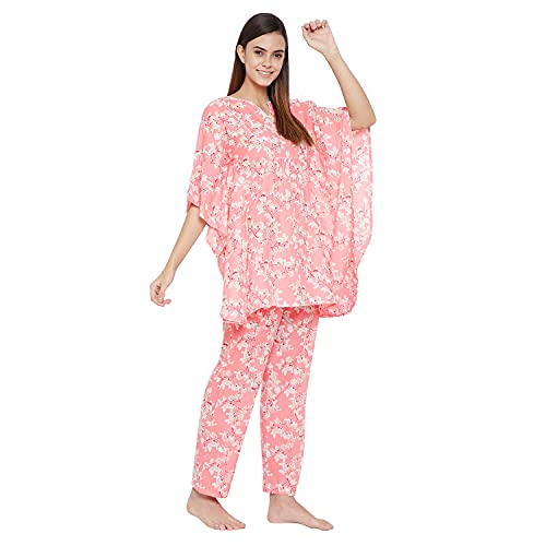 Image of The Kaftan Company Pink Floral Print Pyjama Set