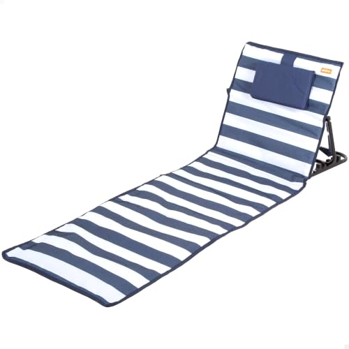AKTIVE Esterilla de playa reclinable, 145x50x43 cm, Esterilla plegable con cojín, Esterilla con bolsa de transporte, Multiposición, Reclinable 4 posiciones, Hasta 110 kg (62543)