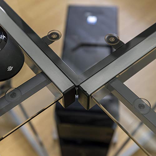 Walker Edison Ellis Modern Glass Top L Shaped Corner Gaming Desk with