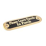 Calyron Brass Please Leave the Parcels in Porch Sign Casted Gold/Black Handmade Plaque Plate for House Room Home Decor Style Accessories Wall Mounted (12.5cm X 4cm)