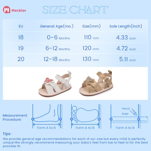 Image of Meckior Baby Toddler Infant Girls PU Leather Soft Open Toe Summer Sandals Flower Princess Flat Shoes
